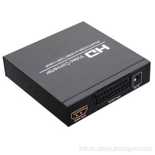 SCART + HDMI to HDMI Converter (Upscaler) with Digital Coaxial Audio, Analog Stereo Audio Output For